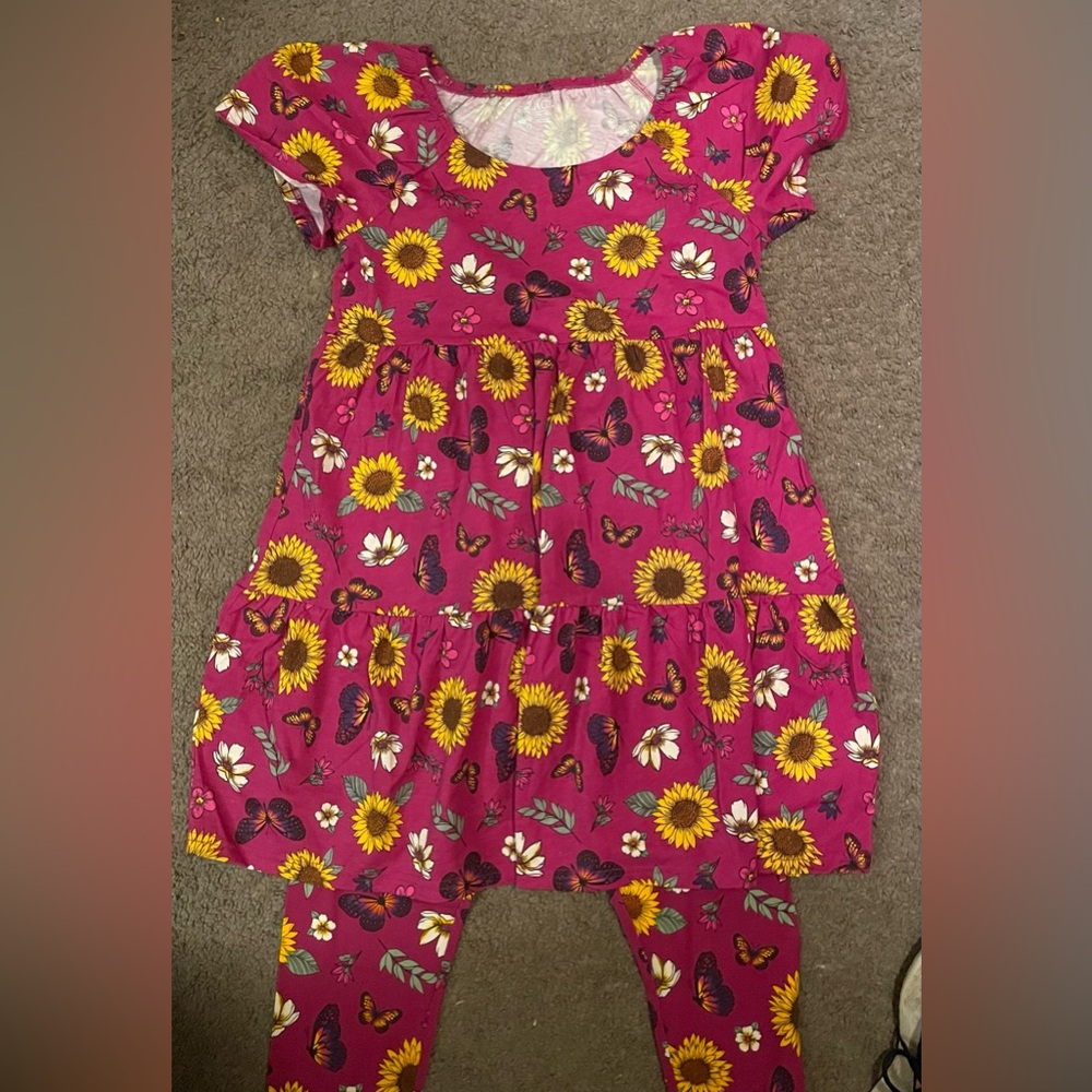 Pink Sunflower and Butterfly Outfit